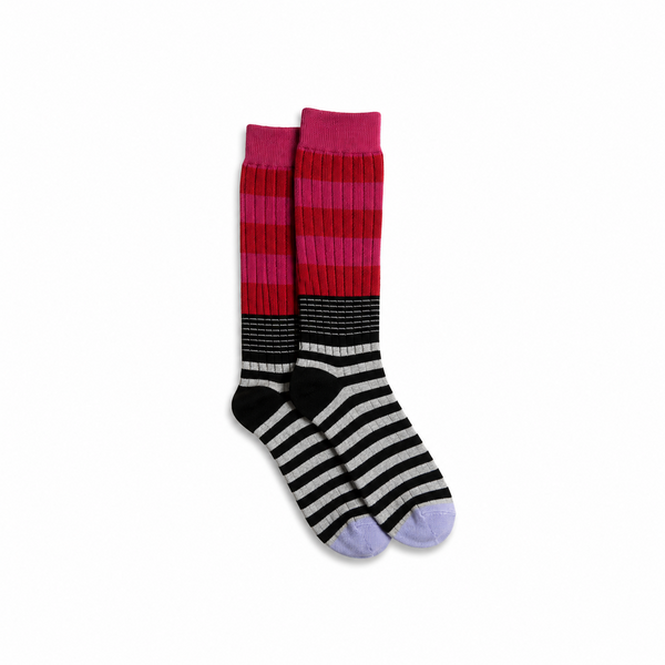 Calcetines Largos Rayas Puntera Malva