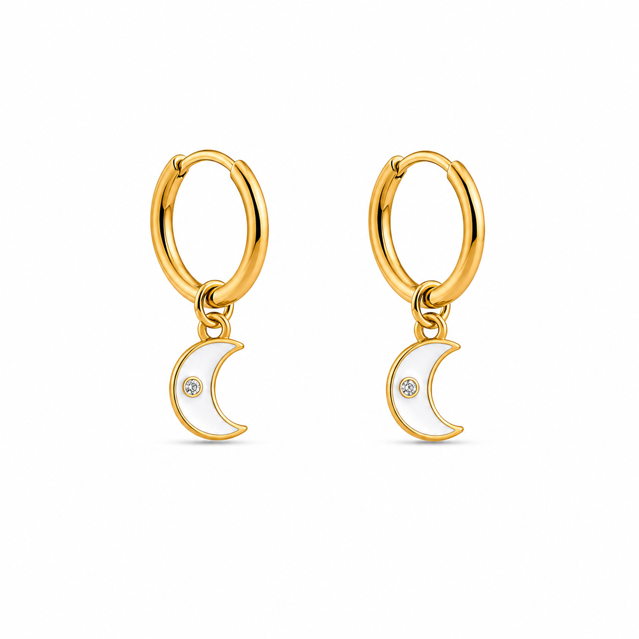 Mini Pendientes Aro Luna Blanca