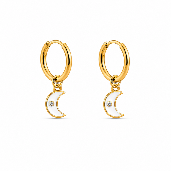Mini Pendientes Aro Luna Blanca