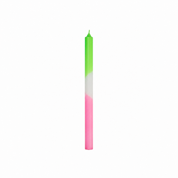 Vela de Candelabro Degradado Fucsia Blanco Verde