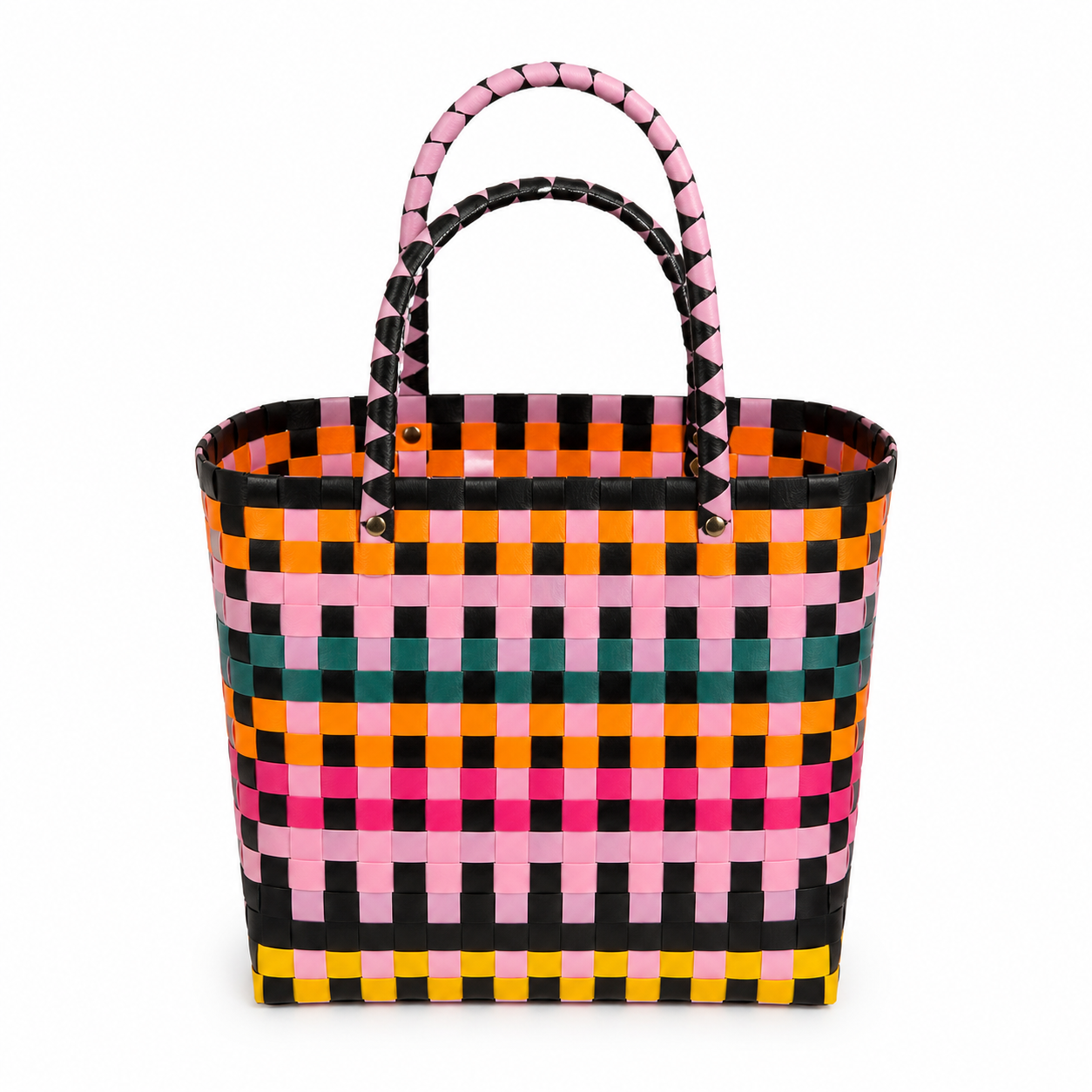 Bolso Plástico Trenzado Rosa