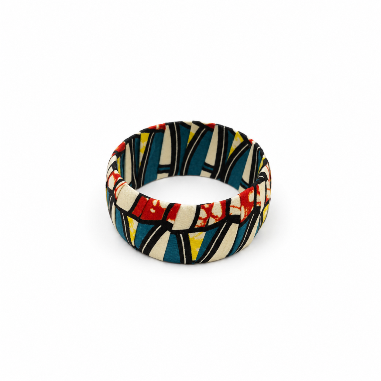 Pulsera Brazalete Tela Wax Africana Verde Ancho