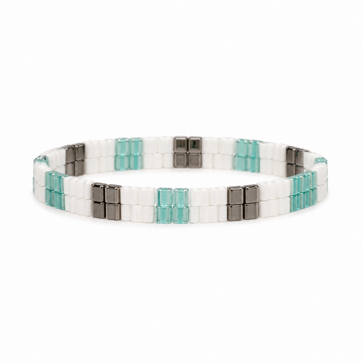 Anillo Fino Miyuki Multicolor Azul Blanco Marrón