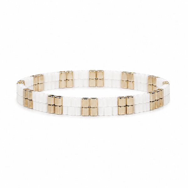 Anillo Fino Miyuki Multicolor Dorado Blanco