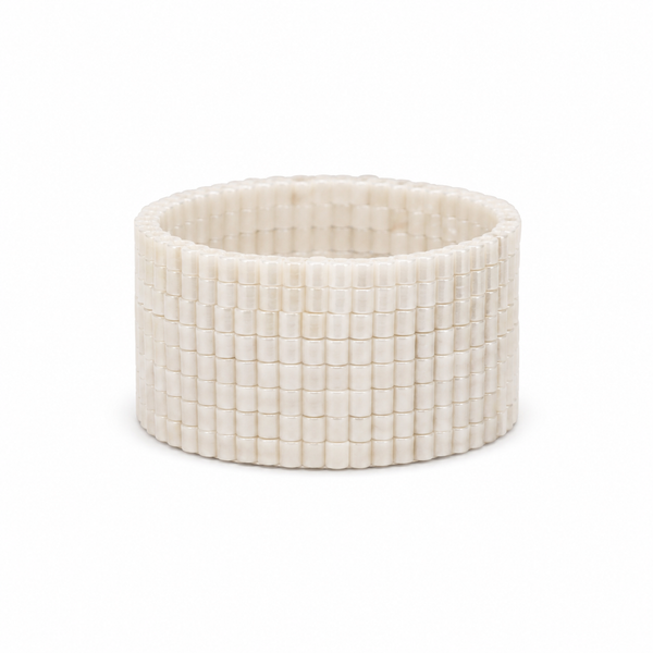 Anillo Miyuki Blanco Ancho