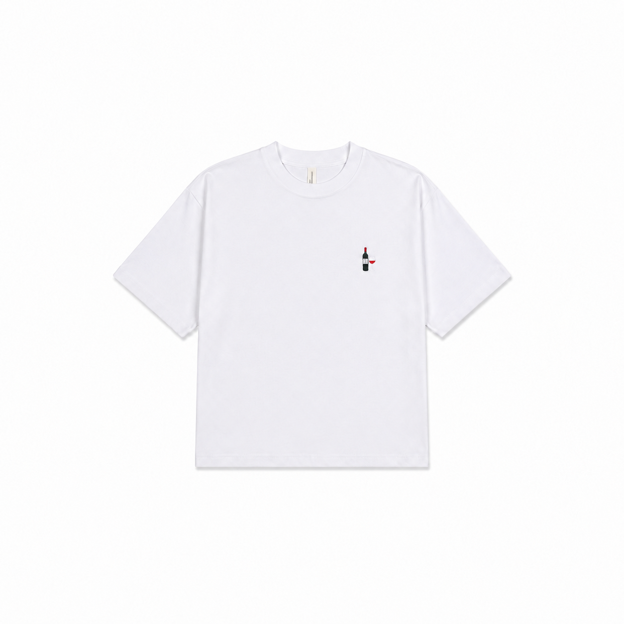 White T-shirt Wine Embroidery