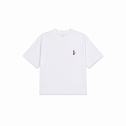 White T-shirt Wine Embroidery