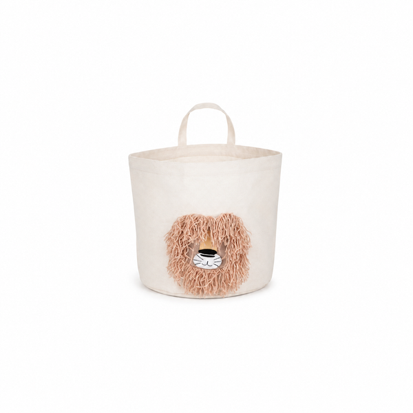 Cesta Almacenamiento Blanca con León con Pelos