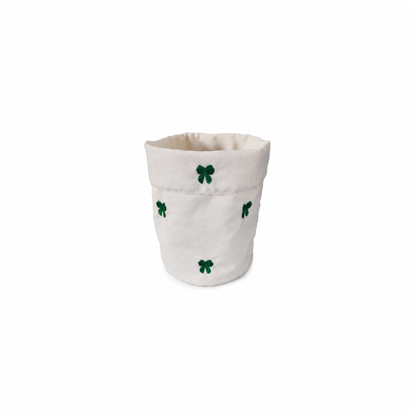 Cesta Tela Blanca con Lazos Verdes