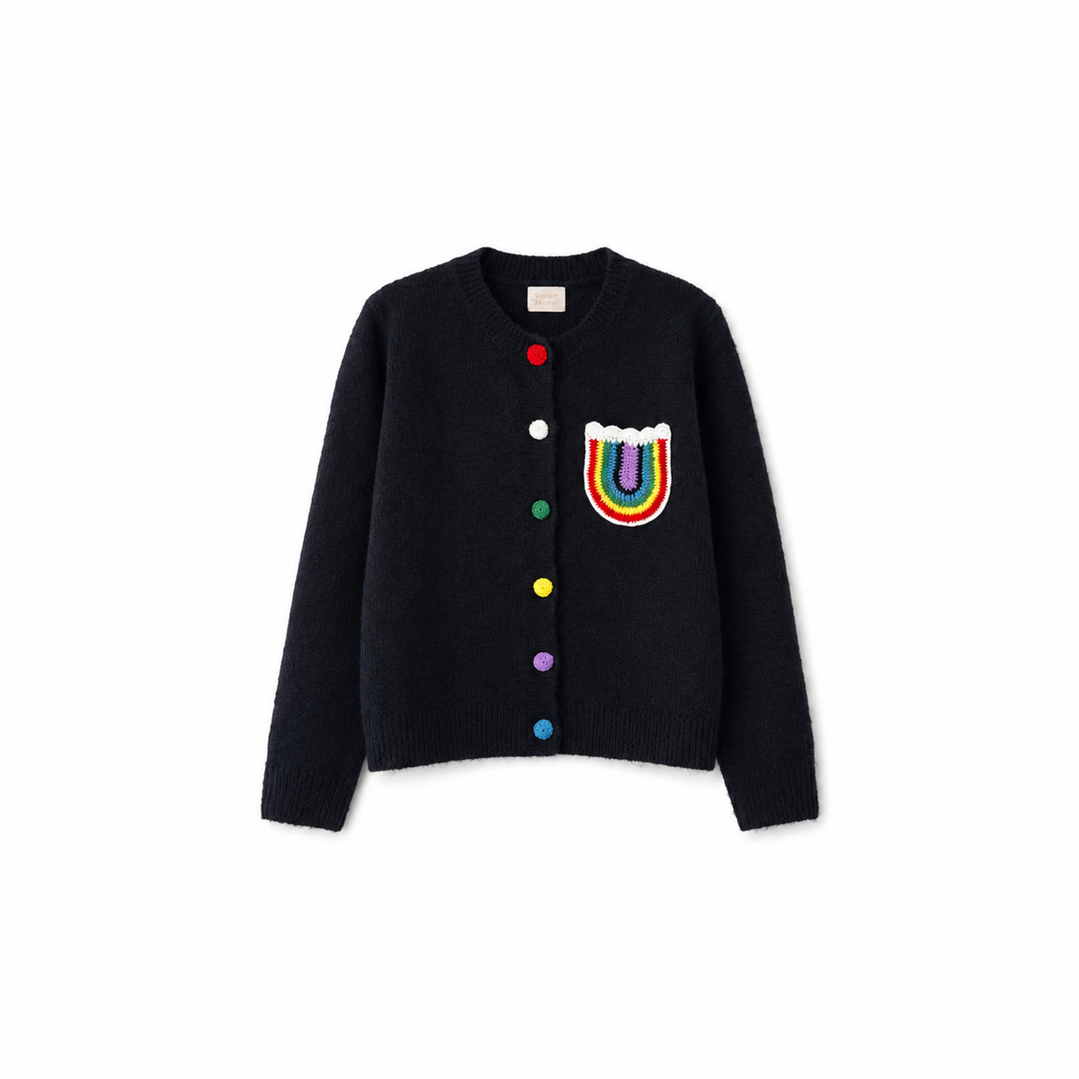 Chaqueta Cardigan Azul Marino con Bolsillo Arco Iris