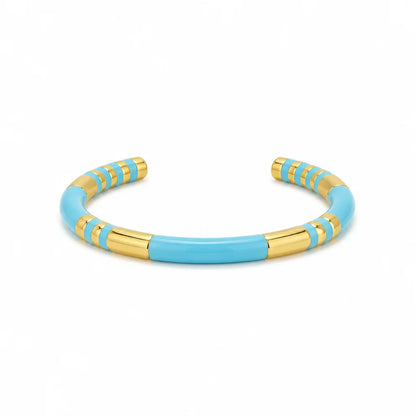 Brazalete Metal Esmaltado con Rayas Doradas