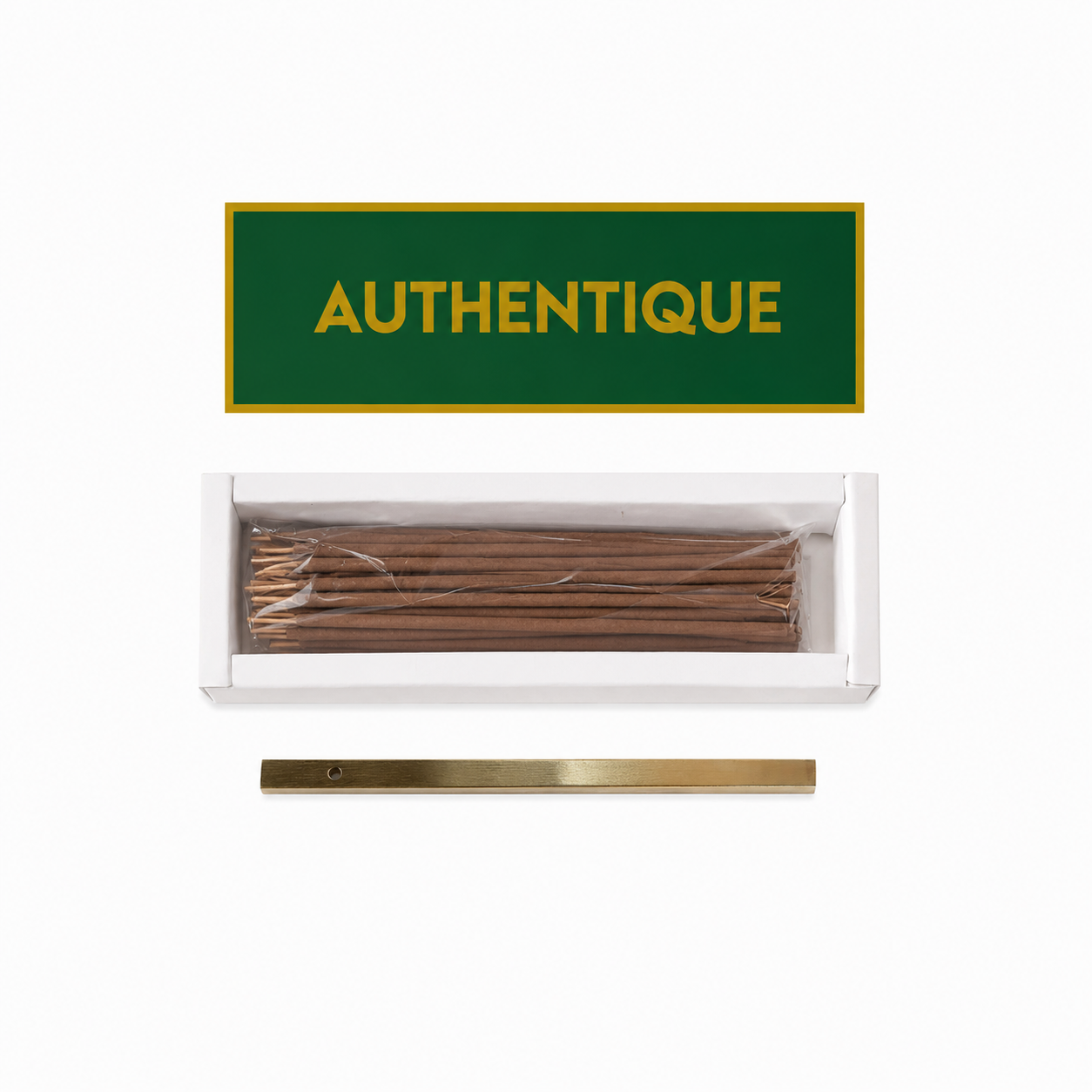 Green Fig Scent Incense Box with "Authentique" Phrase + Holder