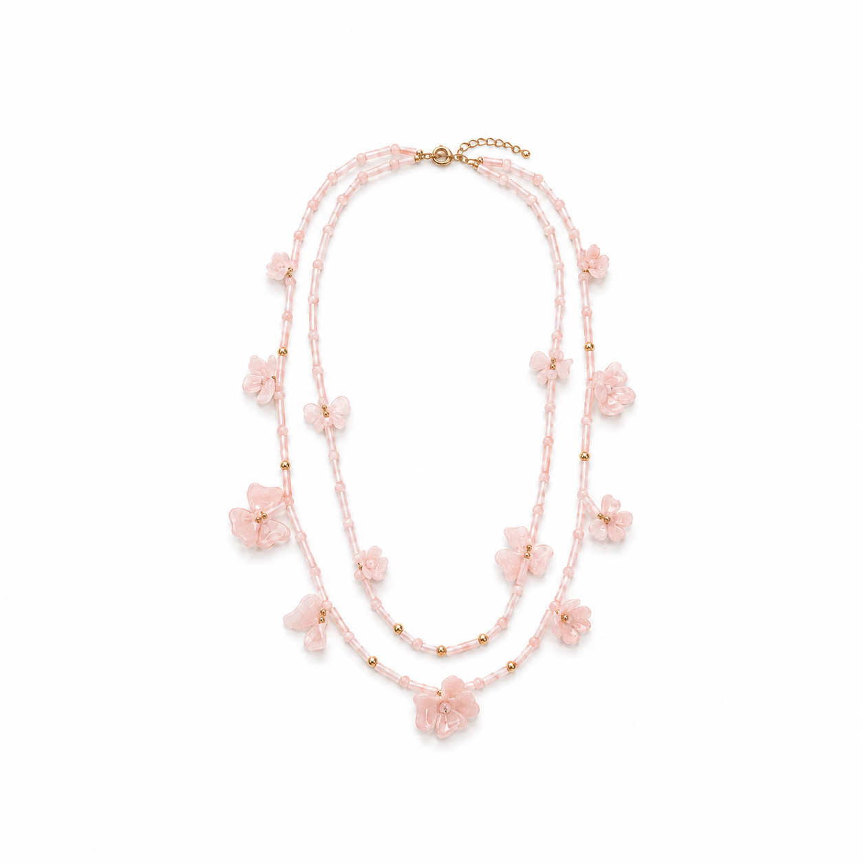 Collar Doble Flores Resina