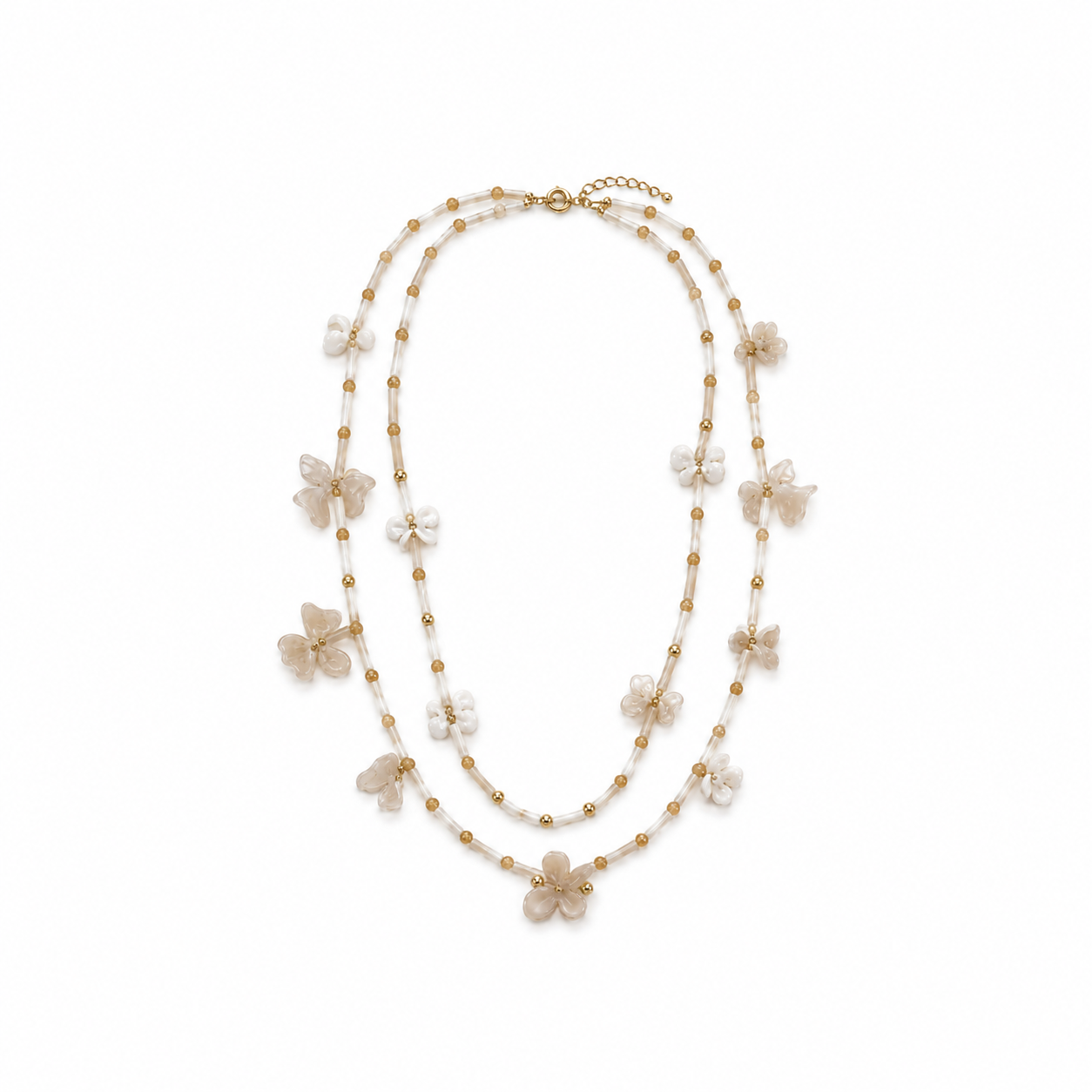 Collar Doble Flores Resina