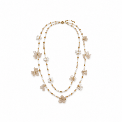 Collar Doble Flores Resina