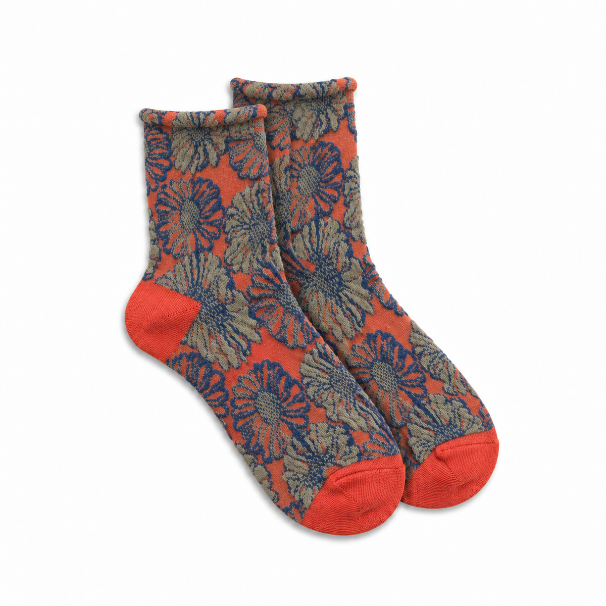 Calcetines Mujer Flores Fruncidas Grandes Aire Vintage