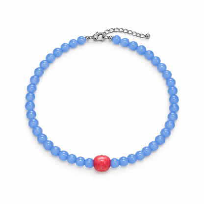 Collar Bolas Azules con Manzana