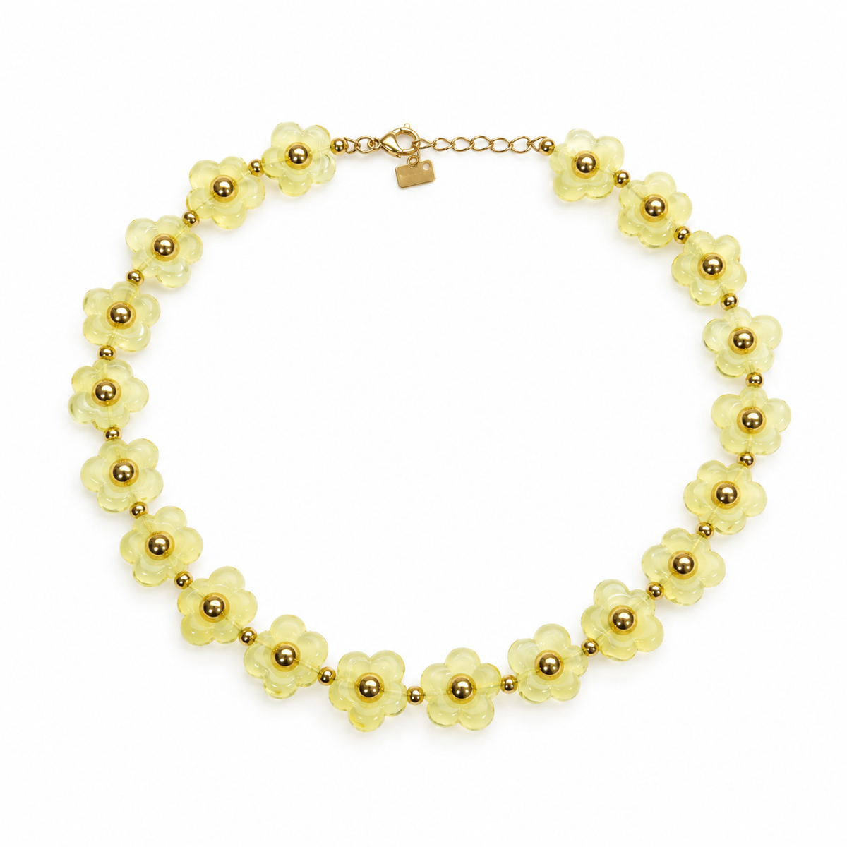 Pulsera Flores Resina con Punto Dorado