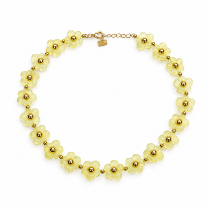 Pulsera Flores Resina con Punto Dorado