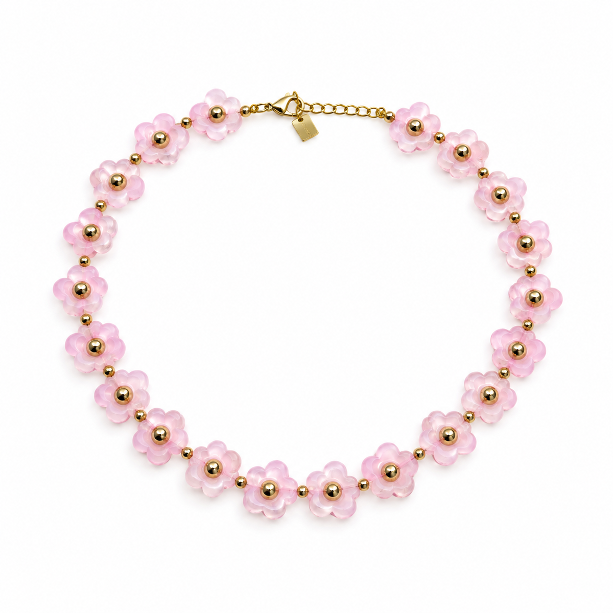 Pulsera Flores Resina con Punto Dorado
