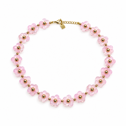 Pulsera Flores Resina con Punto Dorado
