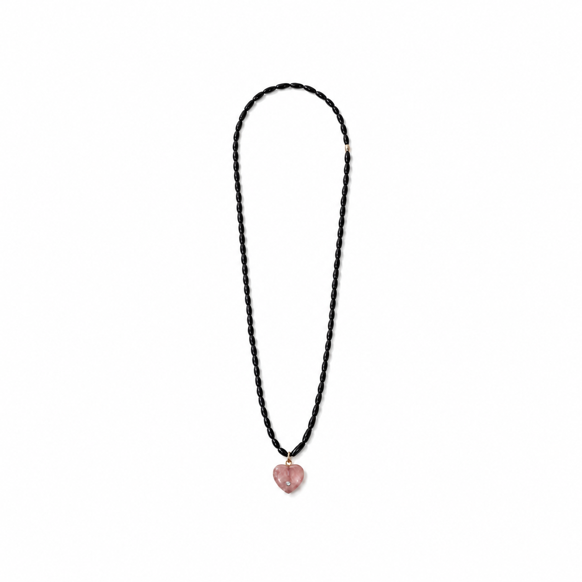 Collar Cuentas Madera Negra Corazón