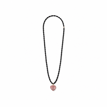 Collar Cuentas Madera Negra Corazón