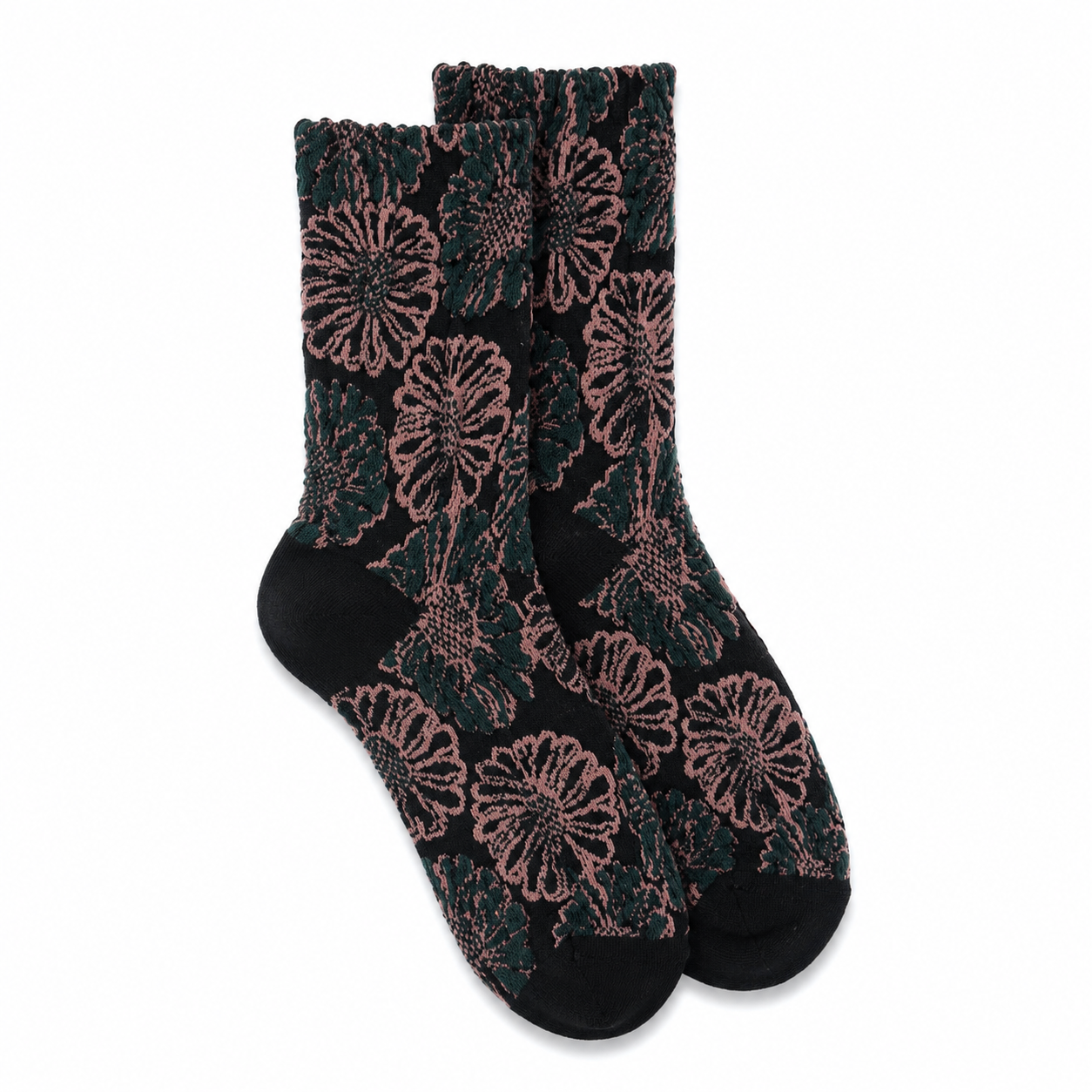 Calcetines Mujer Flores Fruncidas Grandes Aire Vintage