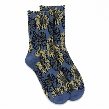 Calcetines Mujer Flores Fruncidas Grandes Aire Vintage