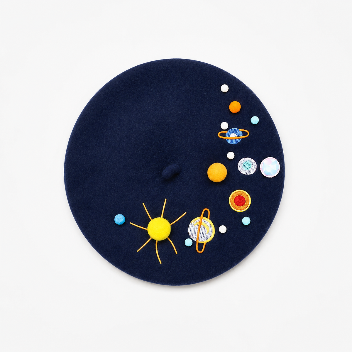 Navy Blue Beret with Planets