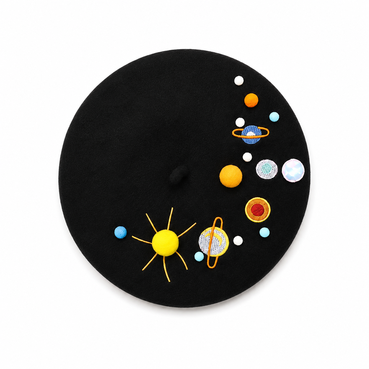 Navy Blue Beret with Planets