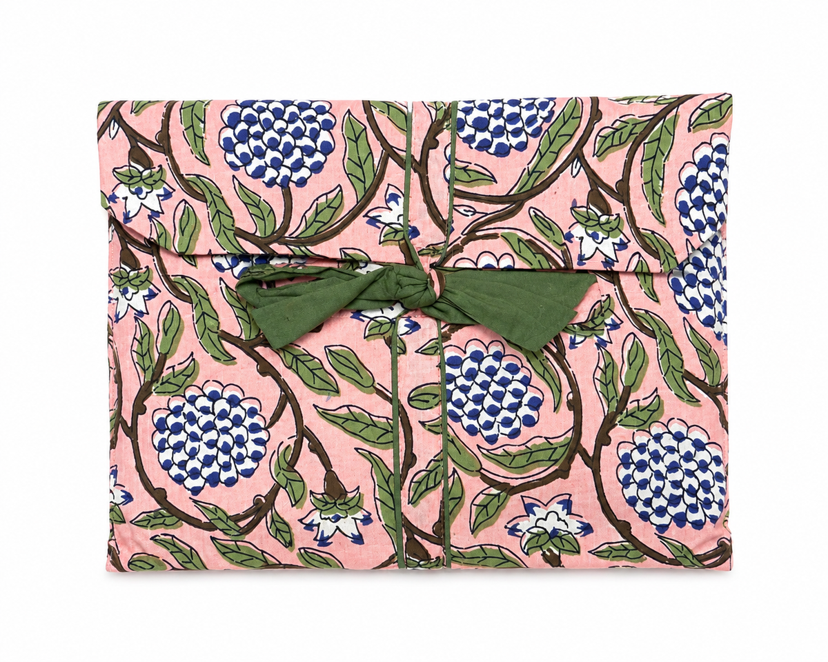 Pijama Indio Estampado con Funda Estampada Manga Larga Pantalón Largo