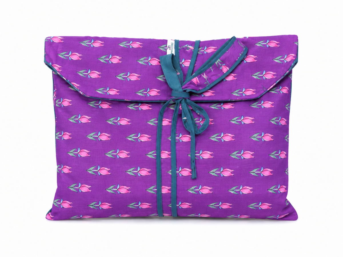 Pijama Indio Estampado con Funda Estampada Manga Larga Pantalón Largo