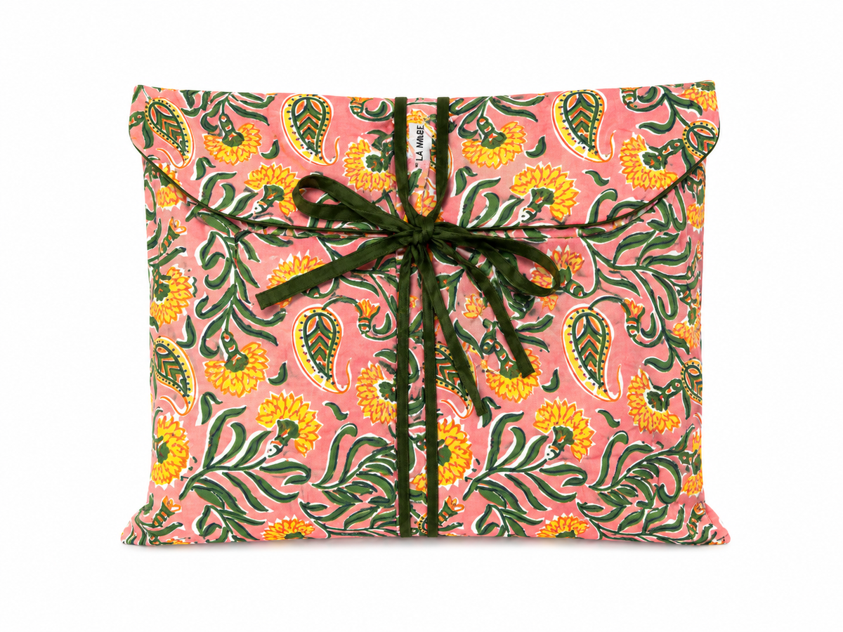 Pijama Indio Estampado con Funda Estampada Manga Larga Pantalón Largo