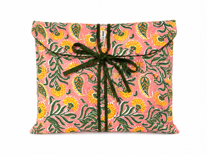 Pijama Indio Estampado con Funda Estampada Manga Larga Pantalón Largo