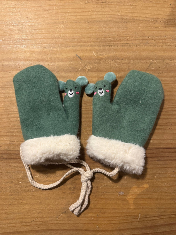 Manopla Infantil Verde Claro Muñeco Pulgar