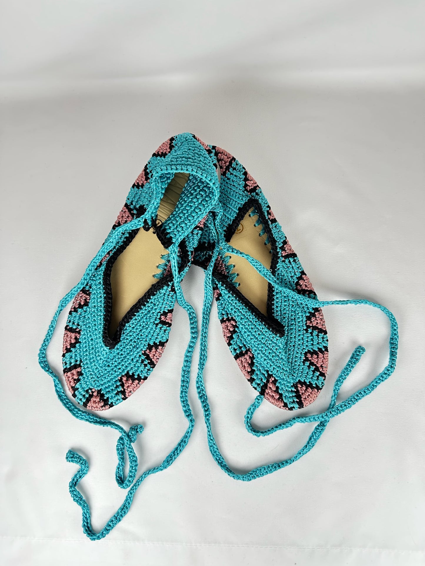 Bailarina de Crochet Azul y Fucsia Talla 38