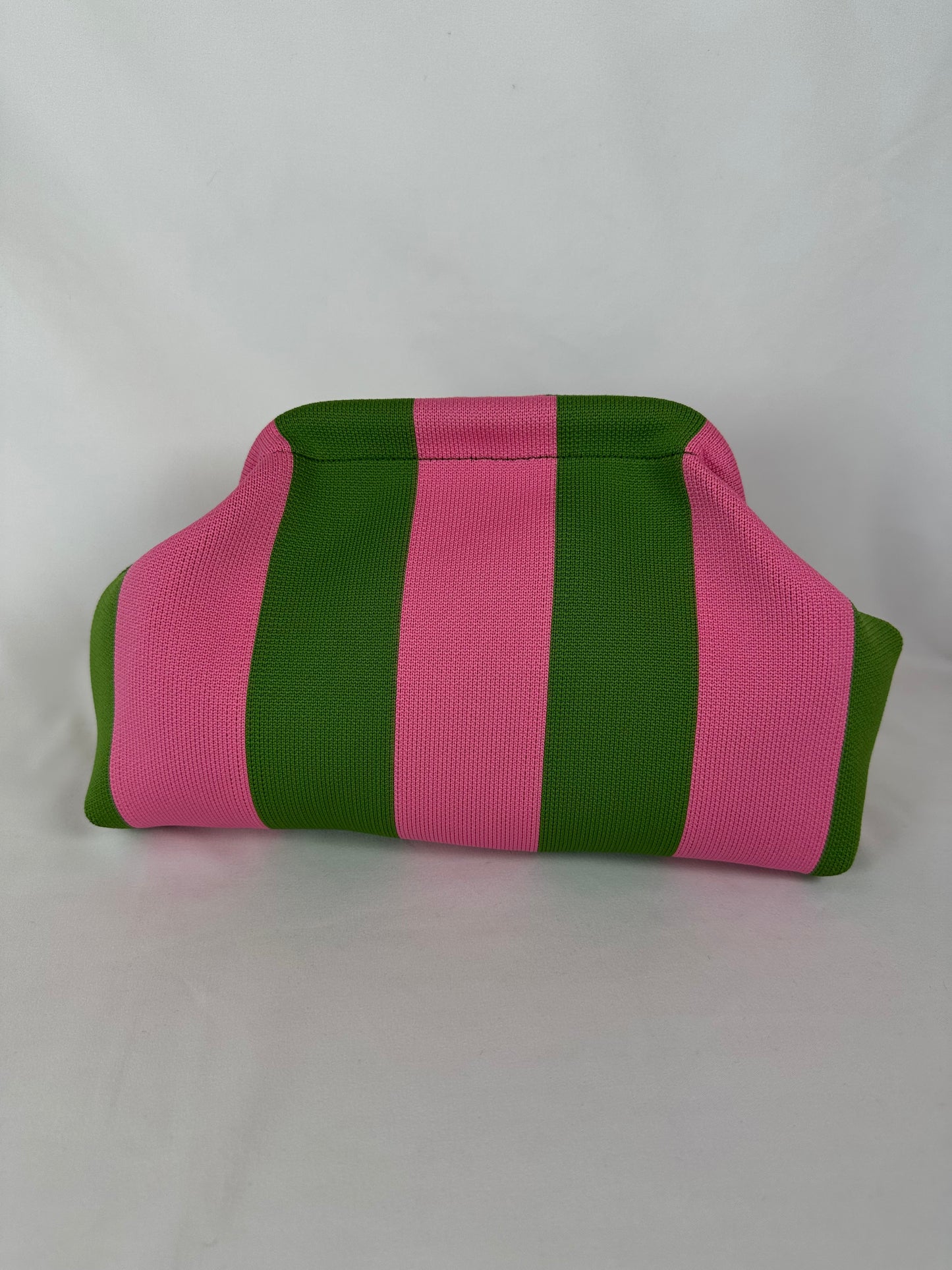 Clutch Rayas Verde y Rosa