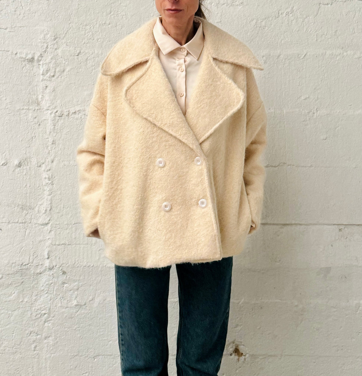 Jacket, short coat, plain off-white