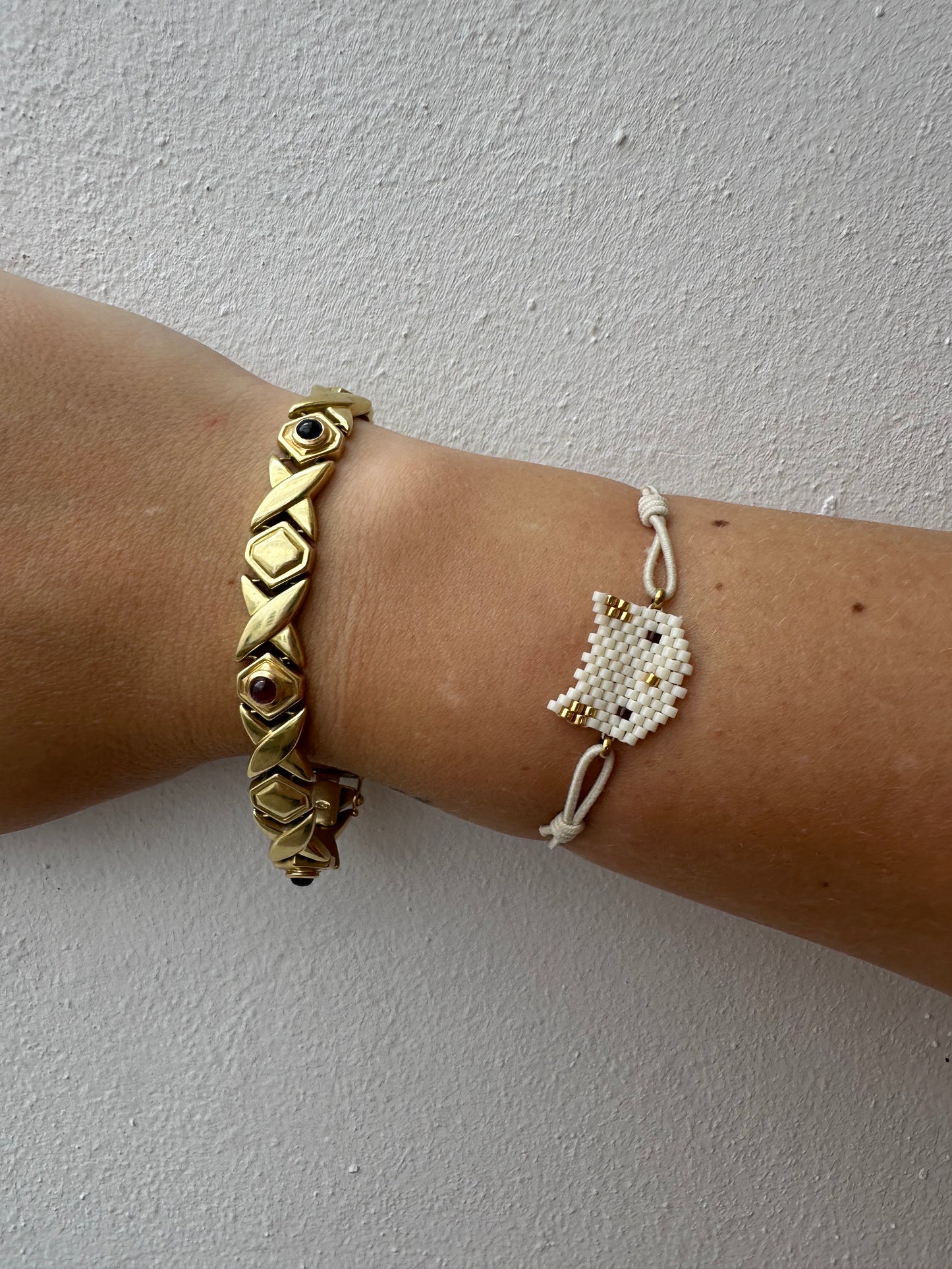 Pulsera Elástica Miyuki Gato Blanco