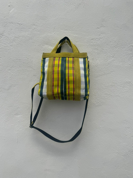 Bolso Bandolera Plástico Reciclado Rayas Tonos Amarillos