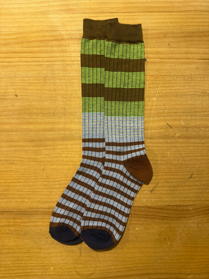 Calcetines Largos Rayas Puntera Azul Marino