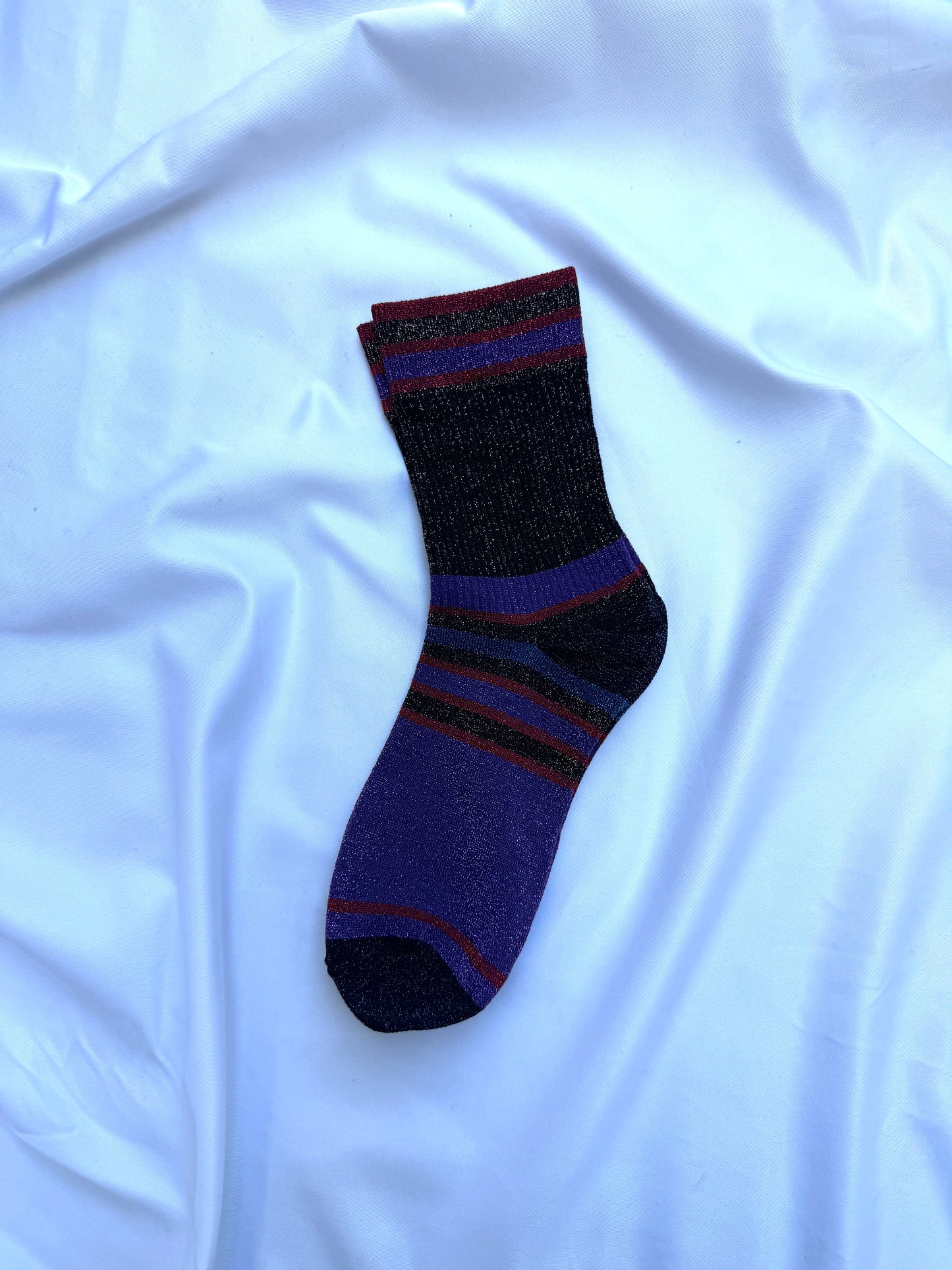 Calcetines Mujer Purpurina Violeta Rayas