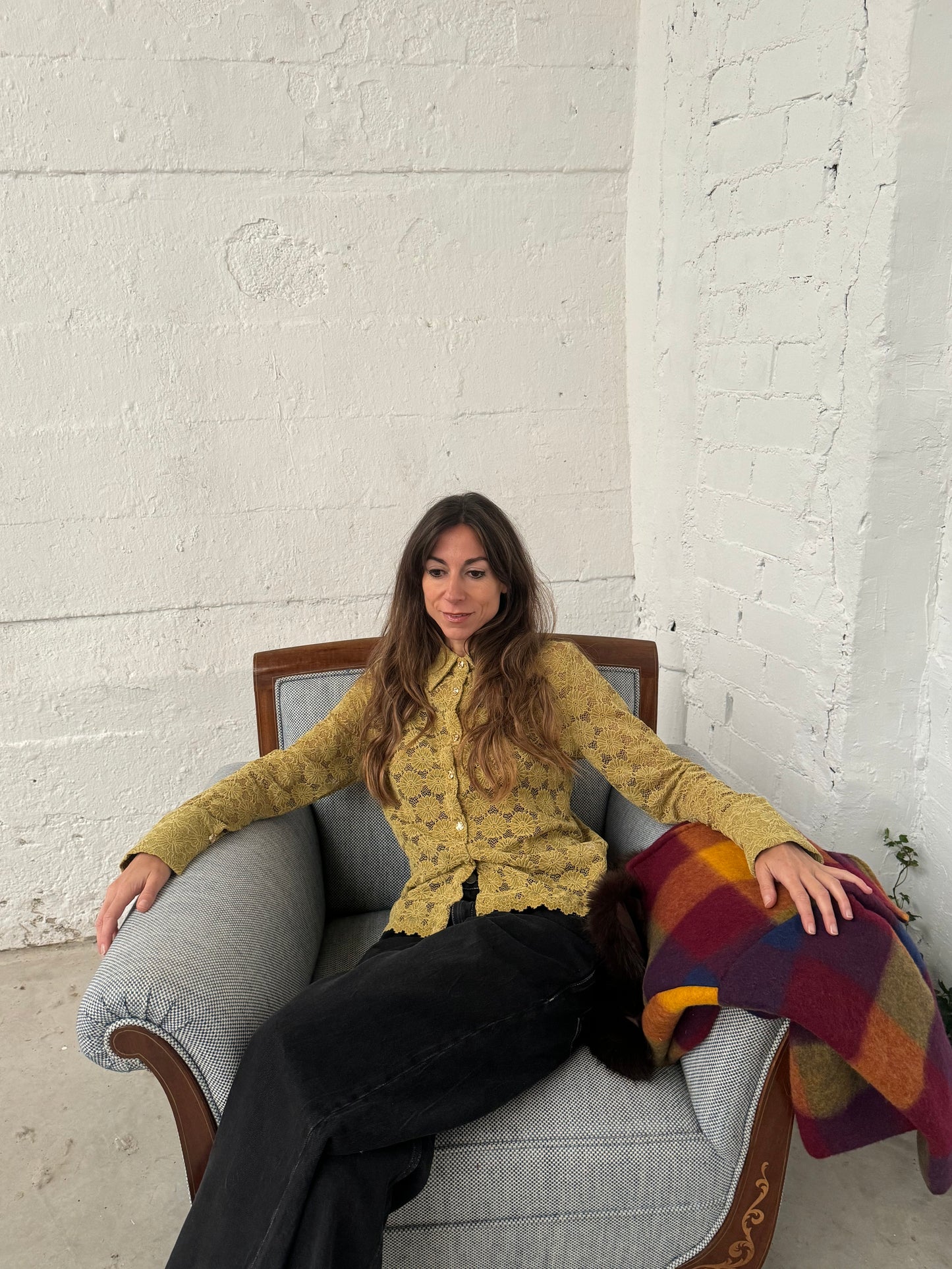 Blusa Encaje Verde Terciopelo