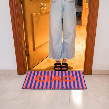 Felpudo Ciao Rayas Rosa Y Azul