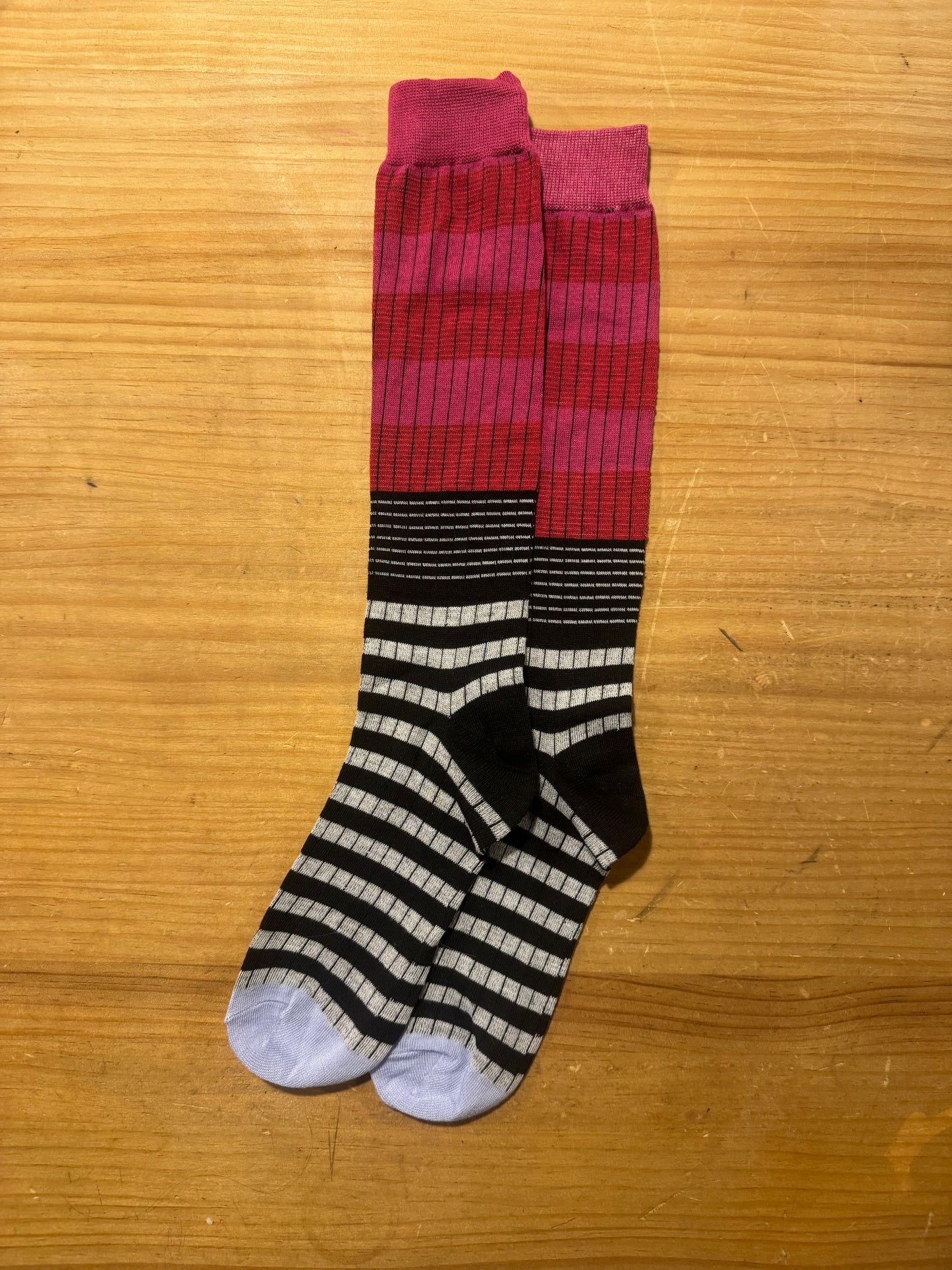 Calcetines Largos Rayas Puntera Malva