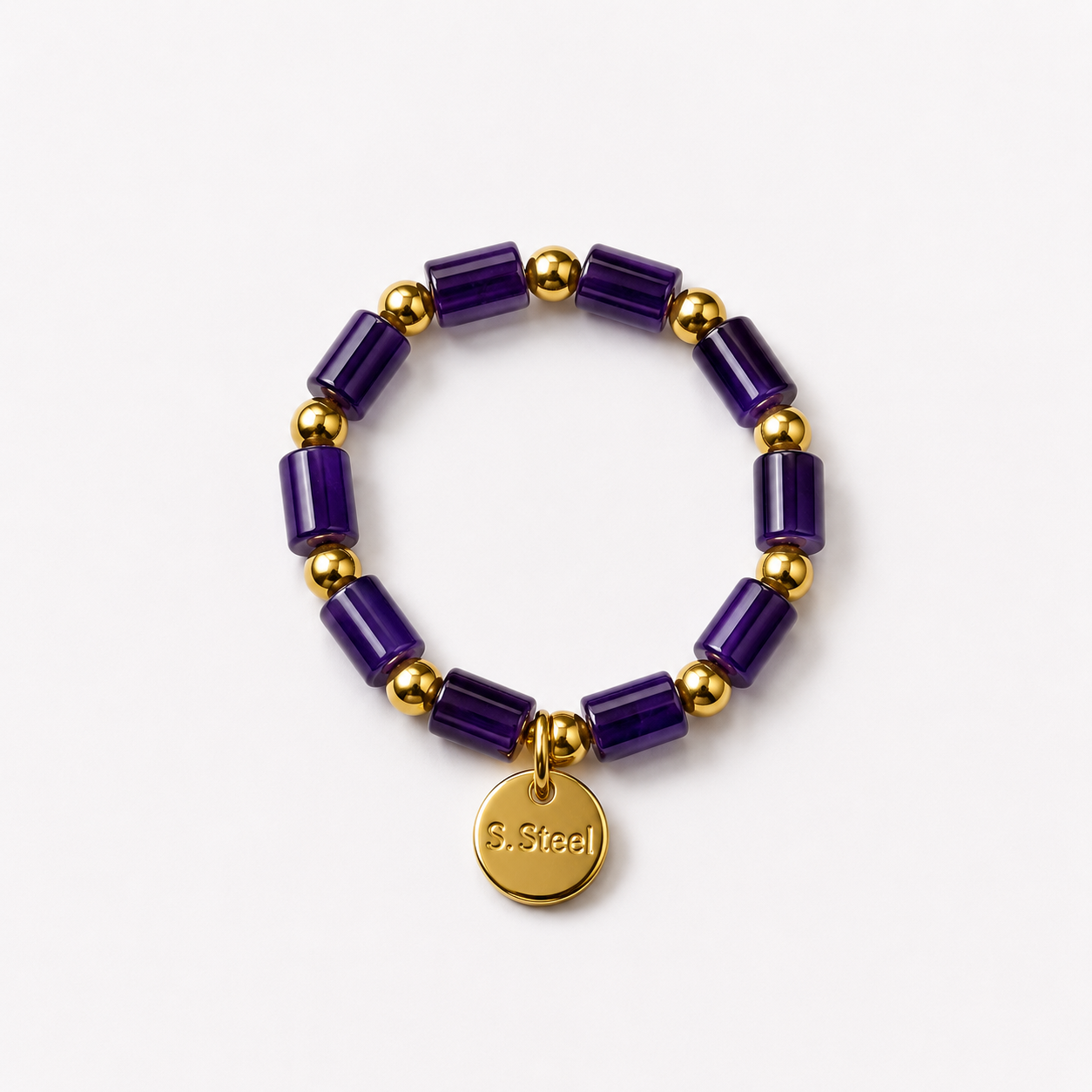 Anillo Elástico Cuentas Morado