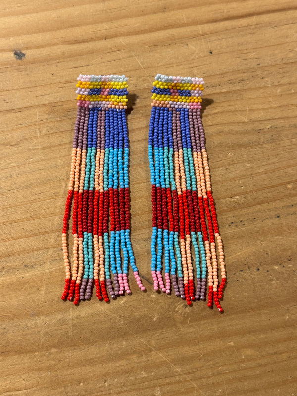 Pendientes Cuentas Cuadros Multicolor