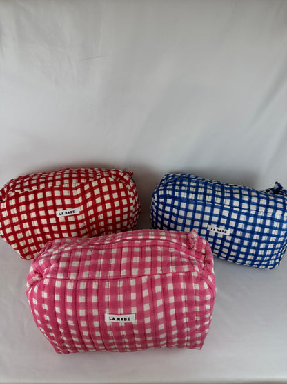 Neceser Cuadros Vichy Rojo y Blanco Grande