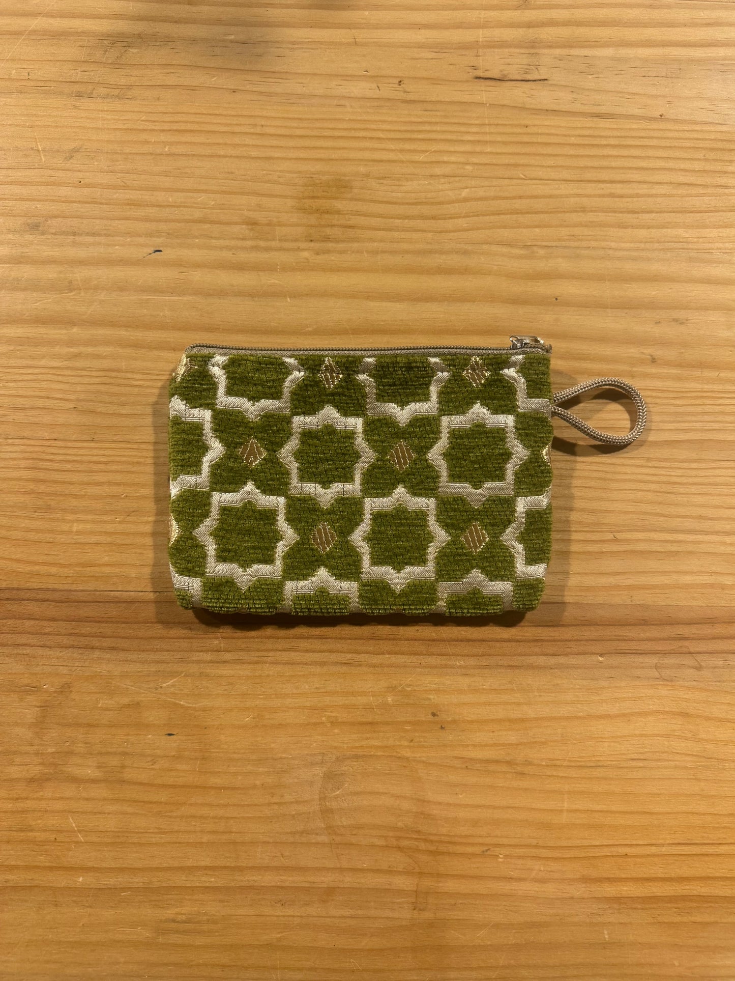 Monedero Bolsita Marruecos Terciopelo Grande Flores Verde Oliva